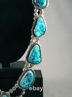 NEW 33 inch Native American Navajo Turquoise Necklace + Earrings Richard Curley
