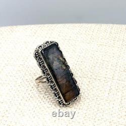NOS Native American Navajo Labradorite Sterling Silver Ring