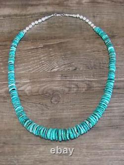 Native American 21 Sterling Silver & Royal Blue Turquoise Necklace by John