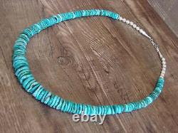 Native American 21 Sterling Silver & Royal Blue Turquoise Necklace by John