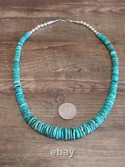 Native American 21 Sterling Silver & Royal Blue Turquoise Necklace by John