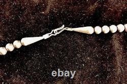 Native American 4mm Sterling Silver Beads 20 Hook & Eye Cone Necklace