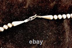 Native American 5mm Sterling Silver Beads Navajo 24 Hook & Eye Cone Necklace