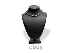 Native American 7mm Sterling Silver Navajo Pearls 15 Hook & Eye Cone Necklace