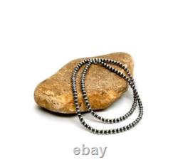 Native American 7mm Sterling Silver Navajo Pearls 24 Single Strand Necklace