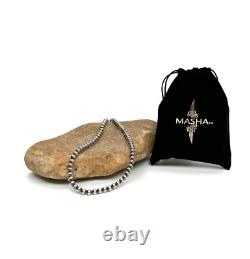 Native American 8mm Sterling Silver Beads Navajo 24 Hook & Eye Cone Necklace Native American 8mm Sterling Silver Beads Navajo 24 Hook & Eye Cone Necklace