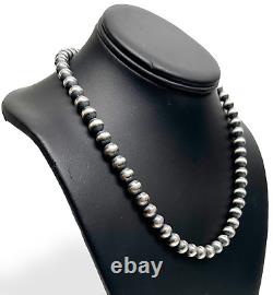 Native American 8mm Sterling Silver Navajo Pearls 16 Single Strand Necklace