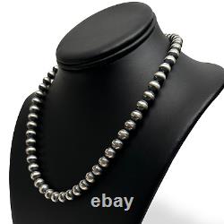 Native American 8mm Sterling Silver Navajo Pearls 16 Single Strand Necklace