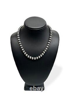 Native American 8mm Sterling Silver Navajo Pearls 16 Single Strand Necklace