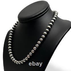 Native American 8mm Sterling Silver Navajo Pearls 17 Single Strand Necklace