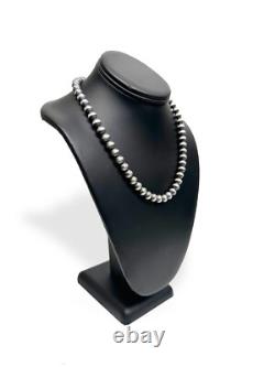 Native American 8mm Sterling Silver Navajo Pearls 17 Single Strand Necklace