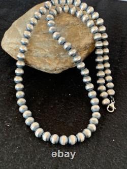 Native American 8mm Sterling Silver Navajo Pearls 23 Single Strand Necklace
