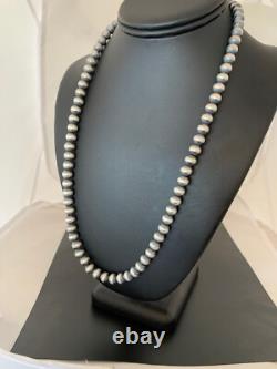 Native American 8mm Sterling Silver Navajo Pearls 23 Single Strand Necklace