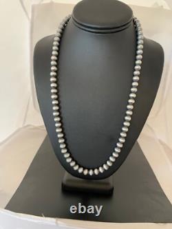 Native American 8mm Sterling Silver Navajo Pearls 23 Single Strand Necklace