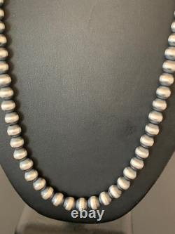 Native American 8mm Sterling Silver Navajo Pearls 23 Single Strand Necklace