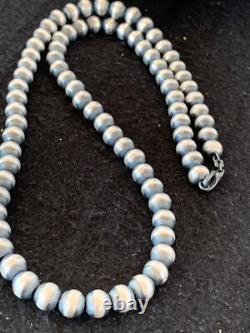Native American 8mm Sterling Silver Navajo Pearls 23 Single Strand Necklace