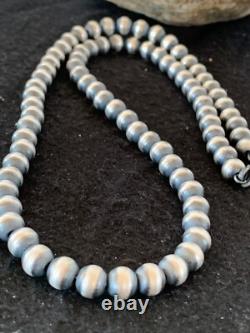 Native American 8mm Sterling Silver Navajo Pearls 23 Single Strand Necklace