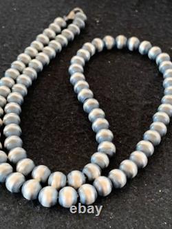 Native American 8mm Sterling Silver Navajo Pearls 23 Single Strand Necklace