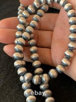 Native American 8mm Sterling Silver Navajo Pearls 23 Single Strand Necklace