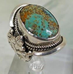 Native American 925 Sterling Silver Navajo Turquoise Ring Size 11 Chunky 18.5g