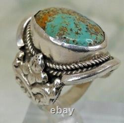 Native American 925 Sterling Silver Navajo Turquoise Ring Size 11 Chunky 18.5g