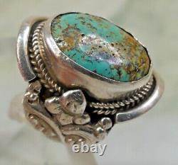 Native American 925 Sterling Silver Navajo Turquoise Ring Size 11 Chunky 18.5g