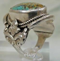 Native American 925 Sterling Silver Navajo Turquoise Ring Size 11 Chunky 18.5g