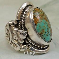 Native American 925 Sterling Silver Navajo Turquoise Ring Size 11 Chunky 18.5g