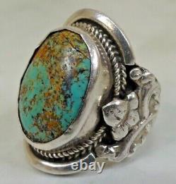 Native American 925 Sterling Silver Navajo Turquoise Ring Size 11 Chunky 18.5g