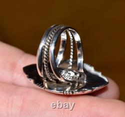 Native American Anthony Bowman Navajo Silver Inlaid Opal Spiny Oyster Ring SZ 9