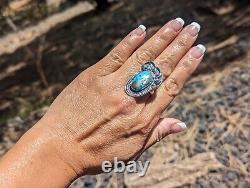 Native American Bear Foot Turquoise Ring Navajo handmade sz 10.5US