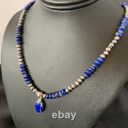 Native American Blue Lapis Pendant Navajo Sterling Silver Necklace 11667