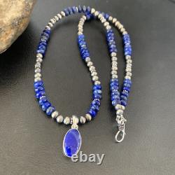 Native American Blue Lapis Pendant Navajo Sterling Silver Necklace 11667