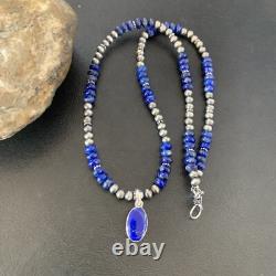 Native American Blue Lapis Pendant Navajo Sterling Silver Necklace 11667