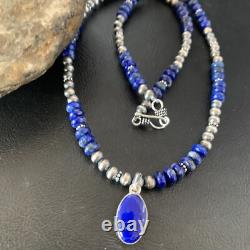 Native American Blue Lapis Pendant Navajo Sterling Silver Necklace 11667