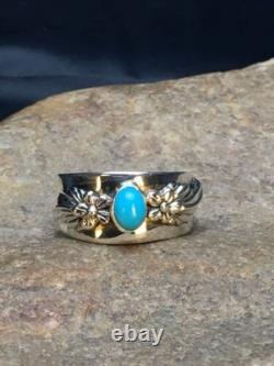 Native American Blue Turquoise Navajo Ring Sterling Silver Sz 4.75 4455