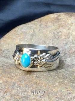 Native American Blue Turquoise Navajo Ring Sterling Silver Sz 4.75 4455