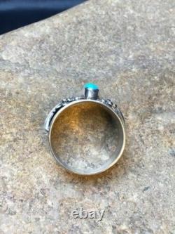Native American Blue Turquoise Navajo Ring Sterling Silver Sz 4.75 4455