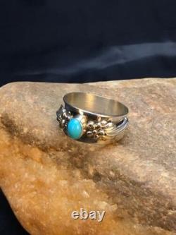 Native American Blue Turquoise Navajo Ring Sterling Silver Sz 4.75 4455