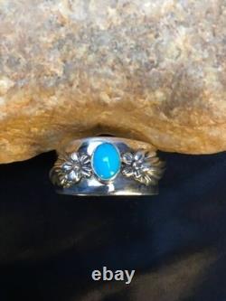 Native American Blue Turquoise Navajo Ring Sterling Silver Sz 4.75 4455