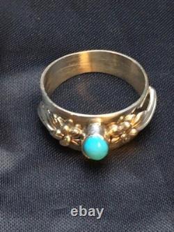 Native American Blue Turquoise Navajo Ring Sterling Silver Sz 4.75 4455
