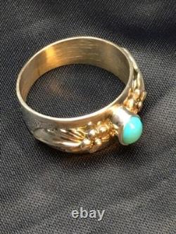 Native American Blue Turquoise Navajo Ring Sterling Silver Sz 4.75 4455