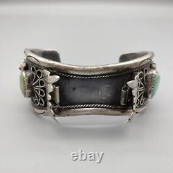 Native American Bobby Johnson Signed Navajo Sterling Silver Watch Cuff 53.21 gtw