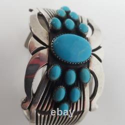 Native American Bracelet. 925 Turquoise Navajo Sz 6.5 Rick Martinez Retro Style