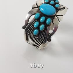 Native American Bracelet. 925 Turquoise Navajo Sz 6.5 Rick Martinez Retro Style