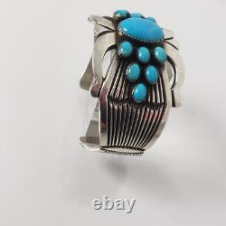 Native American Bracelet. 925 Turquoise Navajo Sz 6.5 Rick Martinez Retro Style