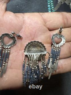 Native American Bracelet Onyx Sterling Silver Earrings Navajo Jewelry