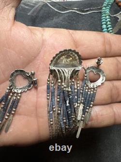 Native American Bracelet Onyx Sterling Silver Earrings Navajo Jewelry