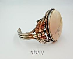 Native American Bracelet Paulene McCray Cuff Womens Navajo White Broken Band