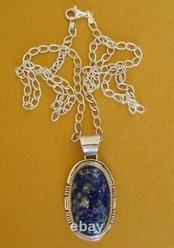 Native American Crested Butte Lapis Lazuli Necklace 18L Signed Larson Lee